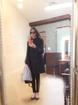 「SCYE BASICS（サイベーシックス）のアイテム（チェスターコート）」を使った、Chisato さん（レディース・166cm）の冬コーディネート