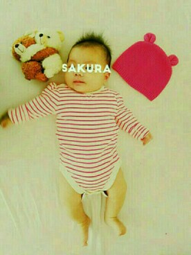 「3ヶ月」｜「アイテム（その他）」を使った、SＯRＡ⋆◡̈⋆SAKURAさん（キッズ・60cm）の夏コーディネート
