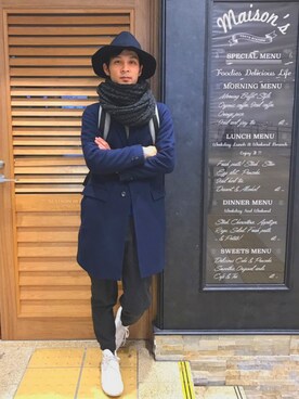 「CLANE（クラネ）のアイテム（帽子）」を使った、茄子　俊介さん（メンズ・175cm）の秋コーディネート