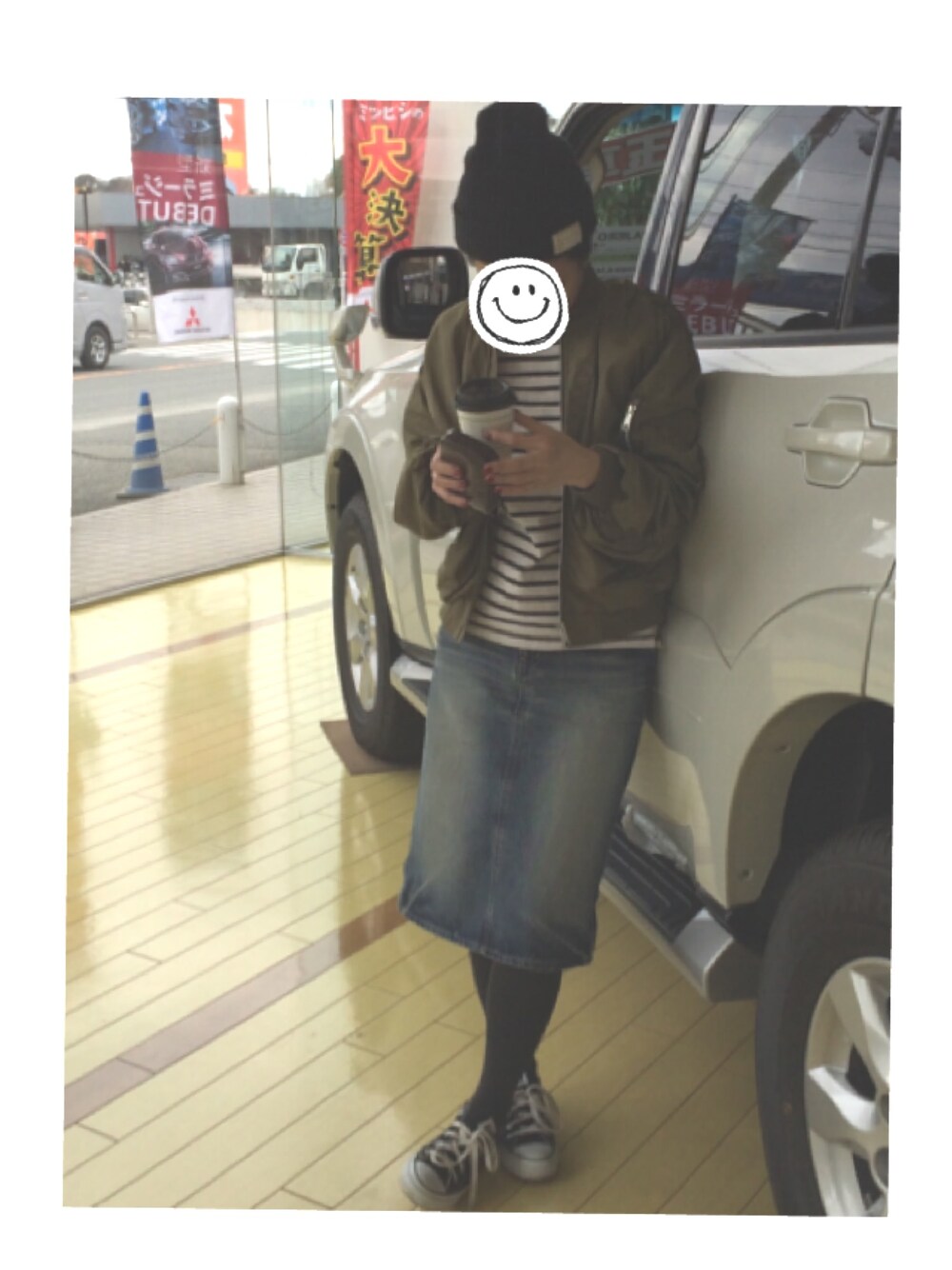「TODAYFULのJOHN's MA-1（MA-1、グリーン系）」を使った、kiyoさん（レディース・159cm）の冬コーディネートの1枚目の写真