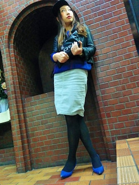「FREE'S MART（フリーズマート）のアイテム（ライダースジャケット）」を使った、om! :)さん（レディース・171cm）の秋コーディネート