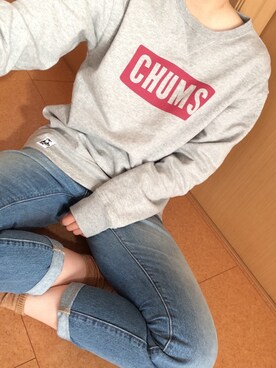 「CHUMS（チャムス）のアイテム（スウェット）」を使った、Nodokaさん（レディース・163cm）の冬コーディネート
