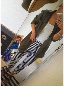 「MOUSSY（マウジー）のアイテム（リング、シルバー系）」を使った、amico.さん（レディース・167cm）の夏コーディネート