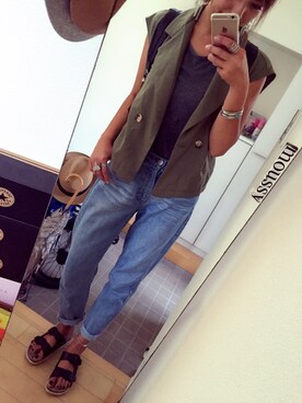 「MOUSSY（マウジー）のアイテム（リング、シルバー系）」を使った、amico.さん（レディース・167cm）の夏コーディネート