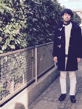 「Paraboot」｜「アイテム（ダッフルコート）」を使った、はりがねさん（メンズ・181cm）の冬コーディネート