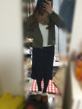 「TIENS ecoute（ティアンエクート）のアイテム（MA-1）」を使った、りんりんさん（レディース・157cm）の冬コーディネート