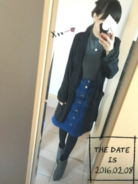 「ロングジャケット」｜「アイテム（ブーティ）」を使った、S*さん（レディース・149cm）の冬コーディネート