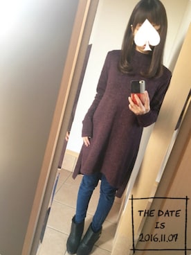 「スリット」｜「アイテム（ブーティ）」を使った、S*さん（レディース・149cm）の秋コーディネート
