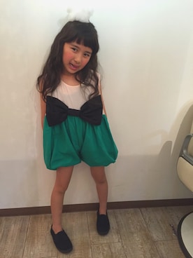 「frankygrow（フランキーグロウ）のアイテム（オールインワン・サロペット）」を使った、rimaさん（キッズ・110cm）の夏コーディネート