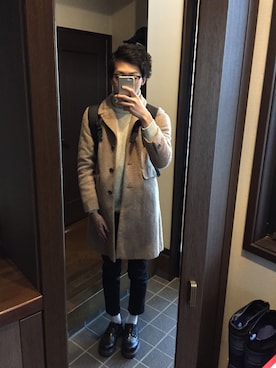 「アイテム（ムートンコート）」を使った、ゆーさん（メンズ・176cm・20代）の冬コーディネート