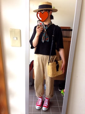 「coca（ANDEX shoes product）（コカ）のアイテム（Tシャツ/カットソー）」を使った、まりまりさん（レディース・161cm）の春コーディネート