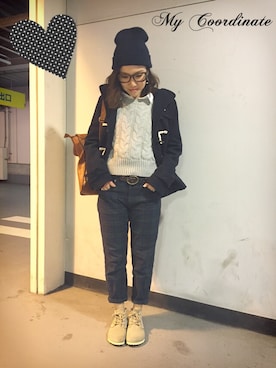 「ブラックウォッチ」｜Akiさん（レディース・153cm）の冬コーディネート