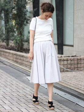 「FRAMeWORK（フレームワーク）のタイプライタータックスカート◆（スカート）」を使った、tomoさん（レディース・165cm）の春コーディネート