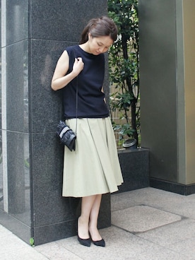 「FRAMeWORK（フレームワーク）のタイプライタータックスカート◆（スカート）」を使った、tomoさん（レディース・165cm）の夏コーディネート