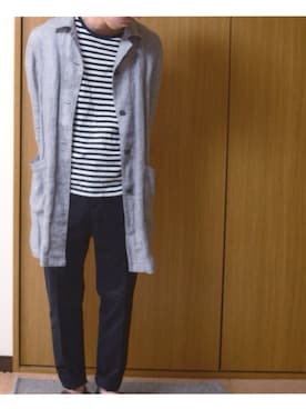 「MUJI」｜「アイテム（ステンカラーコート）」を使った、つしさん（メンズ・167cm）の春コーディネート