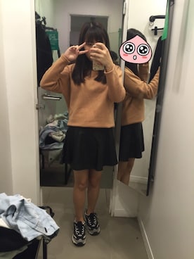 「H&M（エイチ・アンド・エム）のアイテム（スカート、ブラック系）」を使った、ㅇㅅㅇさん（レディース・161cm）の春コーディネート