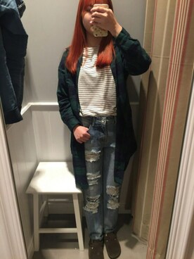 「6IXTY8IGHTのアイテム（デニムパンツ、ブルー系）」を使った、ㅇㅅㅇさん（レディース・161cm）の春コーディネート