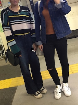 「UNIQLO（ユニクロ）のWOMEN ウルトラストレッチジーンズ（デニムパンツ）」を使った、ちぇきんさん（レディース・163cm）の秋コーディネート