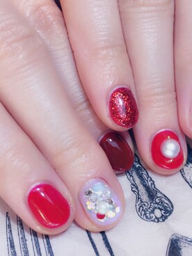 「クリスマスネイル」｜marukoさん（レディース・161cm）の冬コーディネート