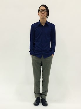 「ネイビーシャツ」｜ナカニシアキラさん（メンズ・172cm・20代）の春コーディネート