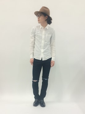 「SHELLAC（シェラック）のアイテム」を使った、ナカニシアキラさん（メンズ・172cm）の春コーディネート