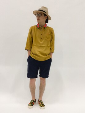 「チャイハネ（チャイハネ）のアイテム（シャツ/ブラウス）」を使った、ナカニシアキラさん（メンズ・172cm）の夏コーディネート