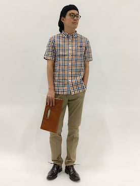 「フレッドペリー」｜「アイテム（ハンチング/ベレー帽）」を使った、ナカニシアキラさん（メンズ・172cm）の夏コーディネート