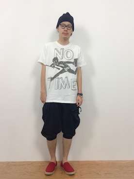 「チャイハネ（チャイハネ）のアイテム（Tシャツ/カットソー）」を使った、ナカニシアキラさん（メンズ・172cm）の夏コーディネート