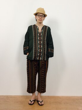 「チャイハネ（チャイハネ）のアイテム（シャツ/ブラウス）」を使った、ナカニシアキラさん（メンズ・172cm）の夏コーディネート
