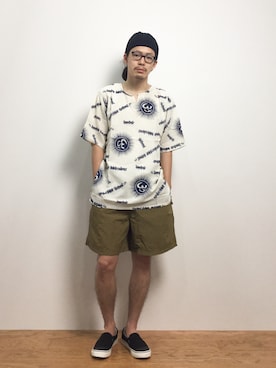 「チャイハネ（チャイハネ）のアイテム（シャツ/ブラウス）」を使った、ナカニシアキラさん（メンズ・172cm）の夏コーディネート