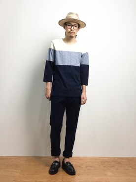 「CHAPTER WORLD select （チャプターワールドセレクト）のアイテム（シューズ）」を使った、ナカニシアキラさん（メンズ・172cm）の夏コーディネート