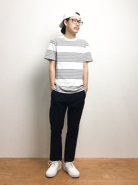 「F-TROUPE（エフトゥループ）のアイテム（シューズ）」を使った、ナカニシアキラさん（メンズ・172cm）の夏コーディネート