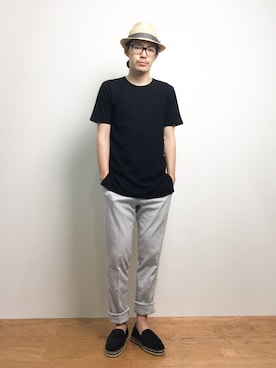 「TYPE BLUE（タイプブルー）のアイテム（帽子）」を使った、ナカニシアキラさん（メンズ・172cm）の夏コーディネート