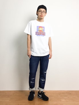 「ADAM ET ROPE'（アダムエロペ）のアイテム（キャップ）」を使った、ナカニシアキラさん（メンズ・172cm）の夏コーディネート
