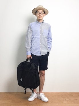 「膝上ショーツ」｜「アイテム（バッグ）」を使った、ナカニシアキラさん（メンズ・172cm）の夏コーディネート