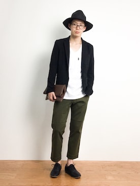 「UP START（アップスタート）のアイテム（帽子）」を使った、ナカニシアキラさん（メンズ・172cm）の夏コーディネート