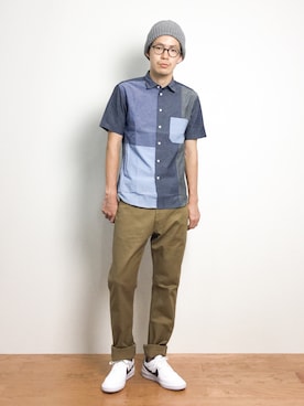 「RAGEBLUE（レイジブルー）のアイテム（その他シューズ）」を使った、ナカニシアキラさん（メンズ・172cm）の夏コーディネート