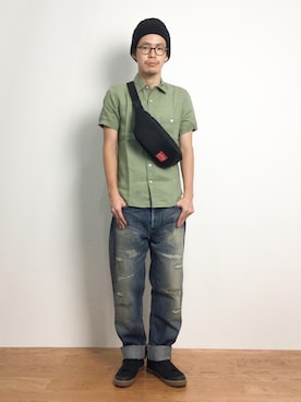 「NANO universe（ナノユニバース）のアイテム（ニットキャップ/ビーニー）」を使った、ナカニシアキラさん（メンズ・172cm）の夏コーディネート