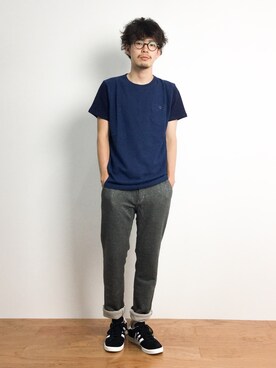 「グレーパンツ」｜ナカニシアキラさん（メンズ・172cm）の夏コーディネート
