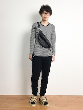 「STUDIOUS（ステュディオス）のアイテム（バッグ）」を使った、ナカニシアキラさん（メンズ・172cm）の夏コーディネート