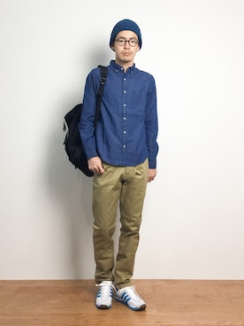 「ホワイトスニーカー」｜「アイテム（ニットキャップ/ビーニー）」を使った、ナカニシアキラさん（メンズ・172cm）の夏コーディネート