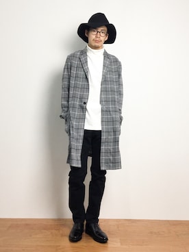 「UP START（アップスタート）のアイテム（帽子）」を使った、ナカニシアキラさん（メンズ・172cm）の秋コーディネート