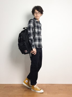 「BEN DAVIS（ベンデイビス）のアイテム（バッグ）」を使った、ナカニシアキラさん（メンズ・172cm）の秋コーディネート