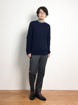 「MACKINTOSH PHILOSOPHY（ﾏｯｷﾝﾄｯｼｭ ﾌｨﾛｿﾌｨｰ）のアイテム（レインシューズ）」を使った、ナカニシアキラさん（メンズ・172cm）の秋コーディネート