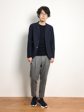 「グレーパンツ」｜ナカニシアキラさん（メンズ・172cm）の秋コーディネート
