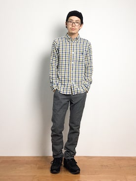 「グレーパンツ」｜ナカニシアキラさん（メンズ・172cm）の秋コーディネート