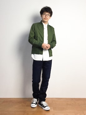 「ジャックパーセル」｜「アイテム（MA-1）」を使った、ナカニシアキラさん（メンズ・172cm）の秋コーディネート