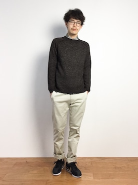 「EDWIN（エドウィン）のアイテム（チノパンツ）」を使った、ナカニシアキラさん（メンズ・172cm）の秋コーディネート
