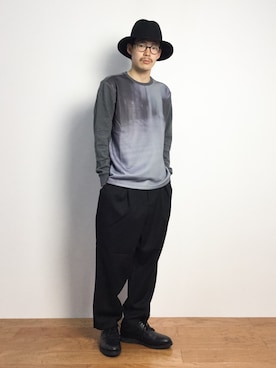「HARE（ハレ）のTWイージーサルエルパンツ(HARE)（その他パンツ）」を使った、ナカニシアキラさん（メンズ・172cm）の秋コーディネート
