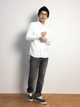 「BEN DAVIS（ベンデイビス）のアイテム（帽子）」を使った、ナカニシアキラさん（メンズ・172cm）の秋コーディネート